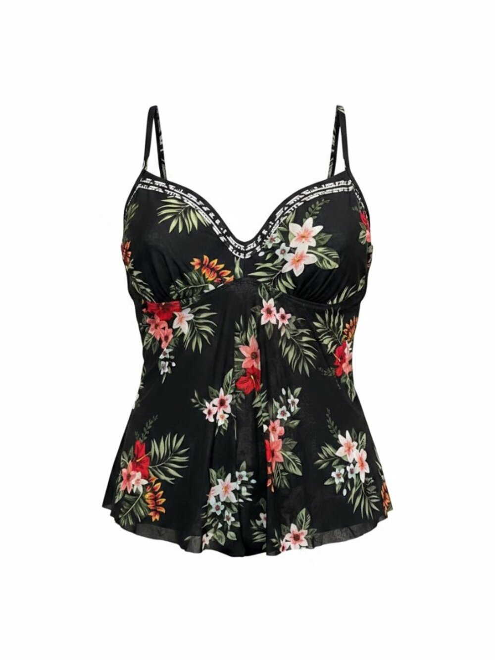 Kona Sol Swimsuit Top Sz XLBlack Floral Print Padded Polyester